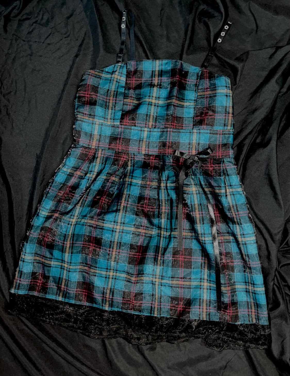 빈티지 고딕 체크 미니 원피스 상품이미지1