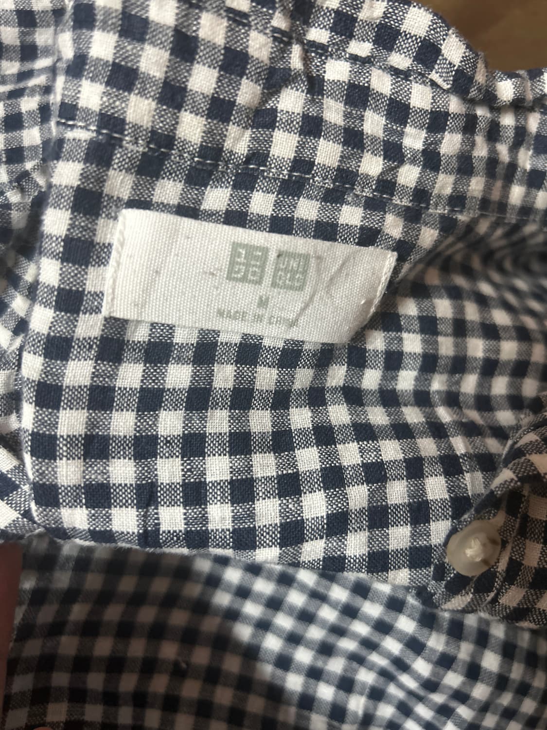 유니클로 깅엄 체크 블라우스 셔츠 네이비 모리걸 레이어드 빈티지 일본 상품이미지2