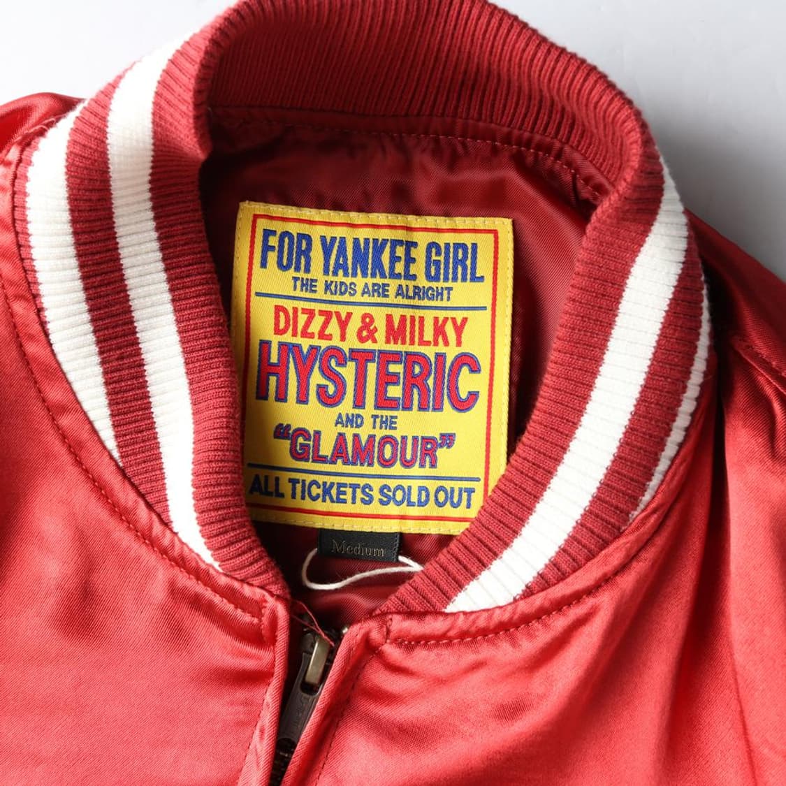 (새상품)[M]히스테릭글래머 새틴 레드 자수 스카잔 블루종 점퍼
 상품이미지6