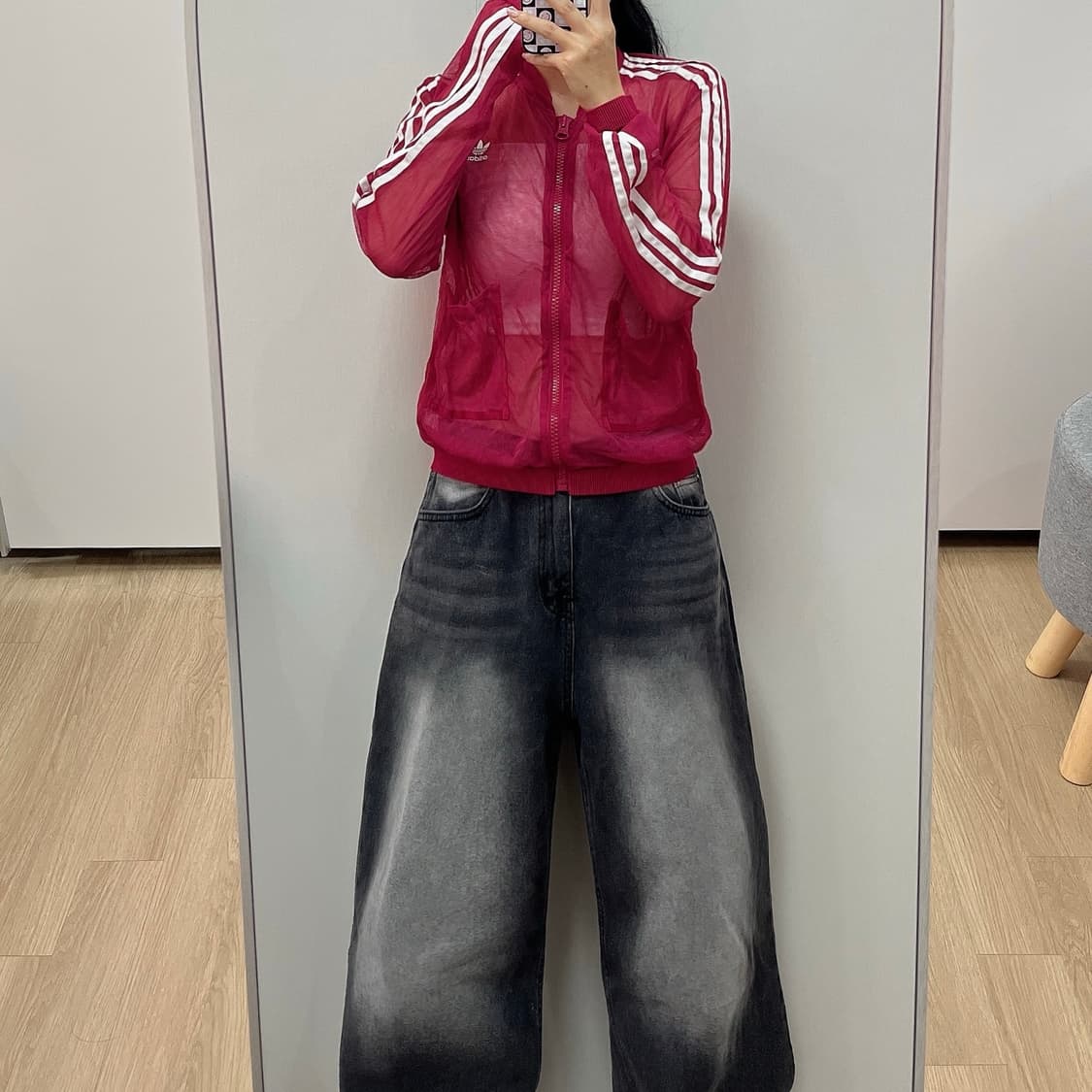 아디다스 오리지널 핑크 매쉬 시스루 트랙탑 상품이미지1