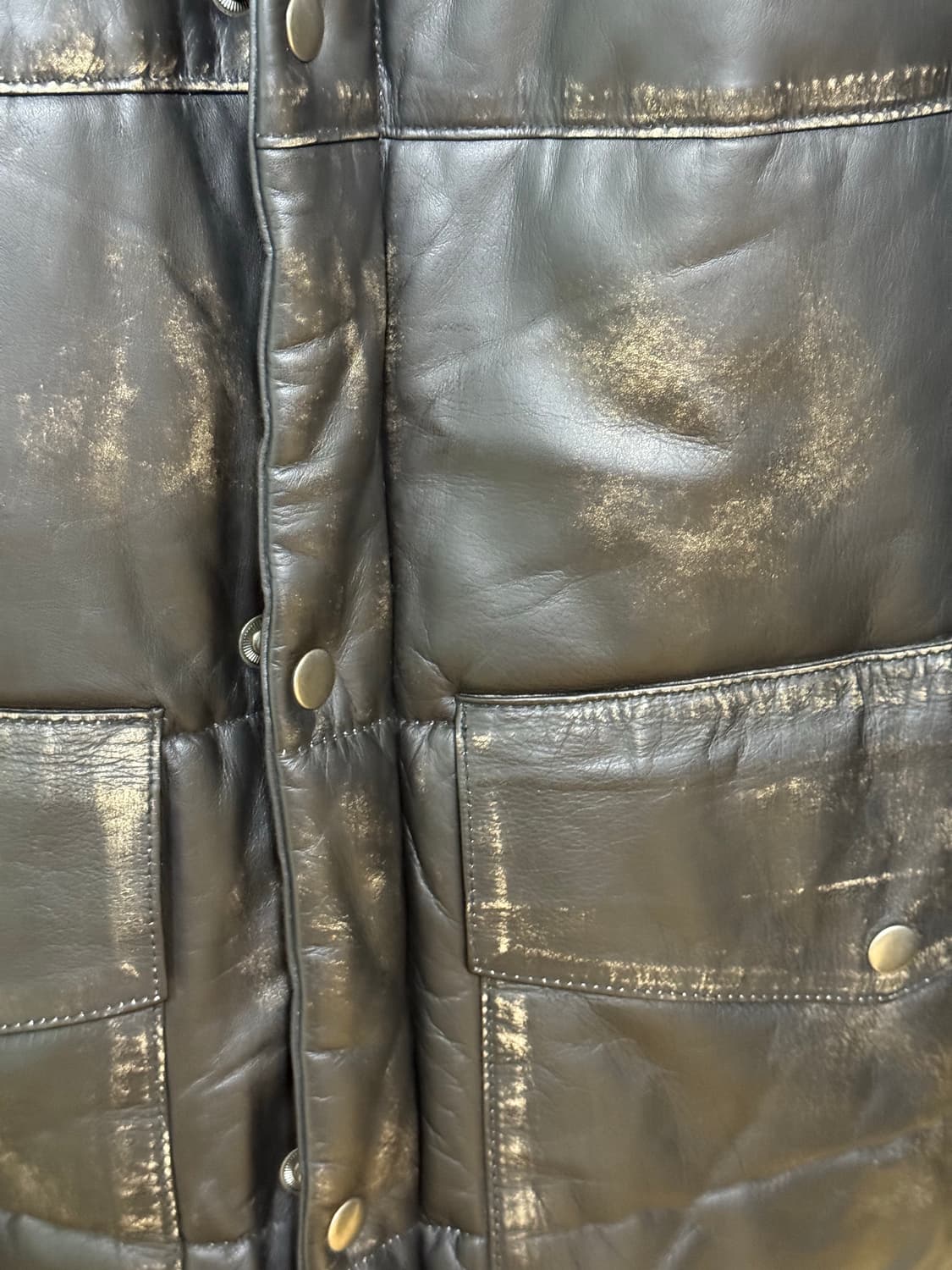 FOUND 디스트레스드 리얼 레더 가죽 패딩 상품이미지2