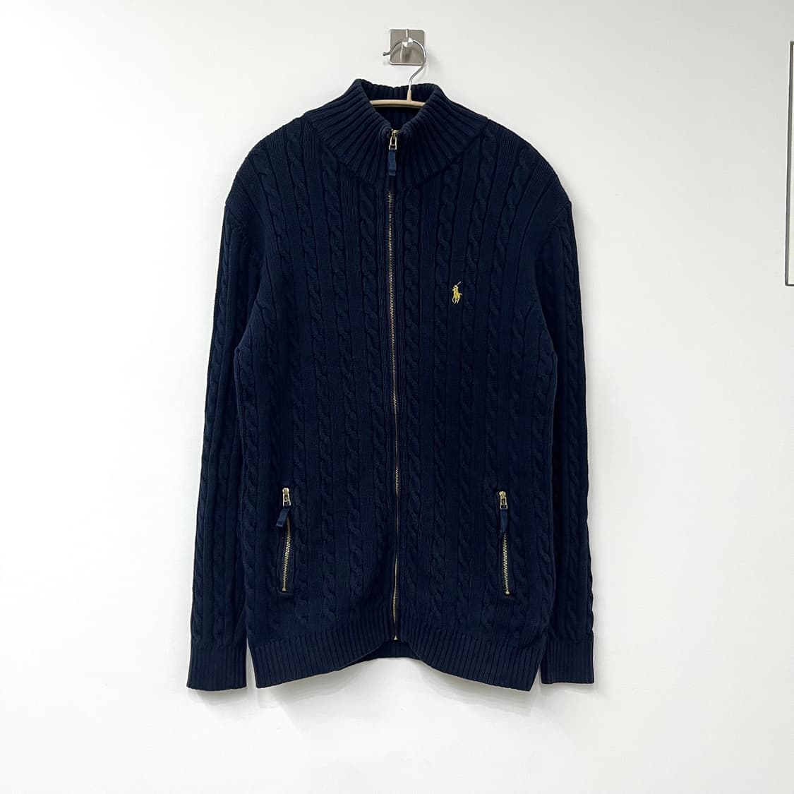 폴로 랄프로렌 골드 포니 네이비 꽈배기 니트 집업 상품이미지2