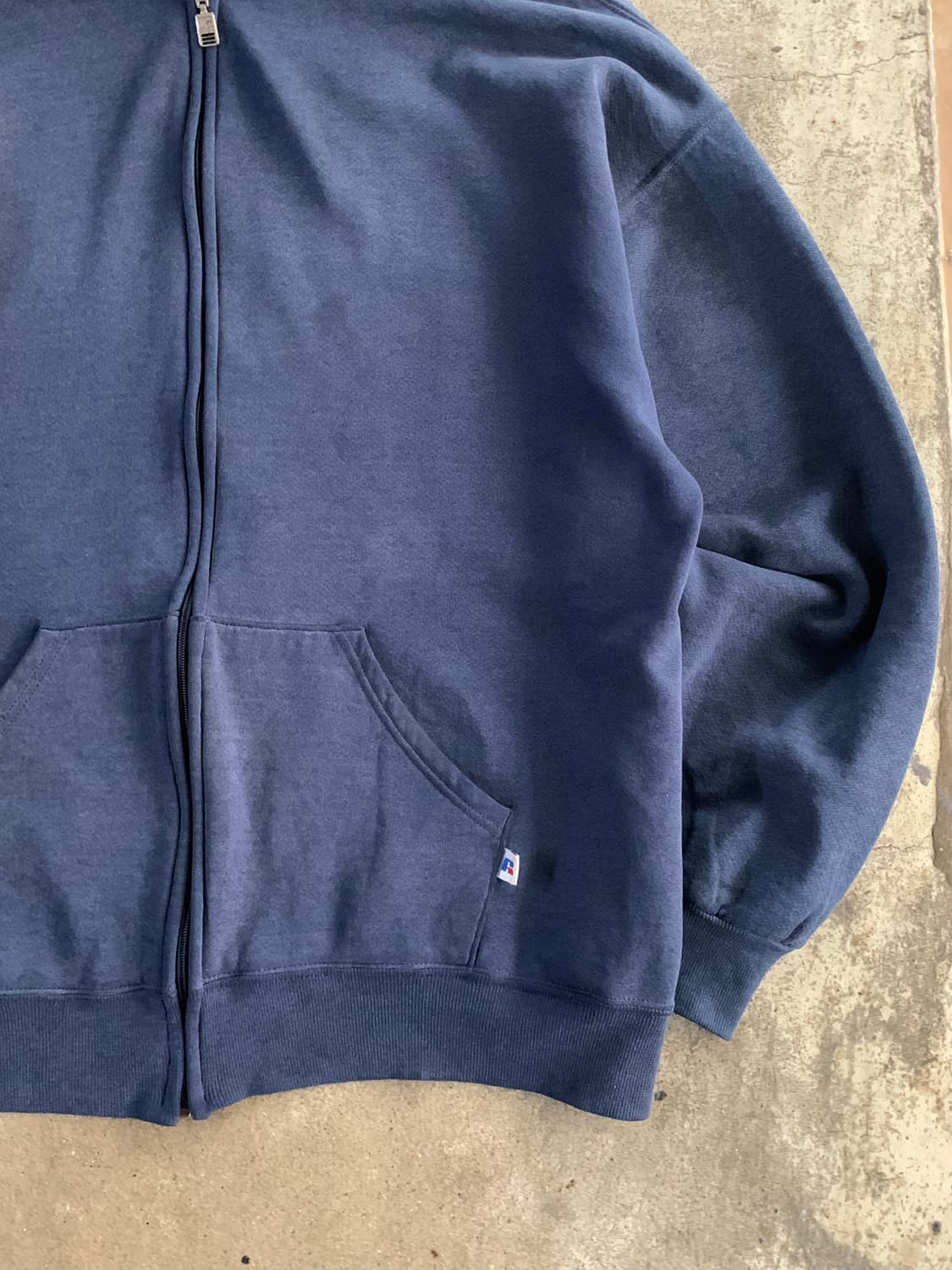 90s 러셀 애슬레틱 선페이드 집업 스웻 후디 네이비 상품이미지3