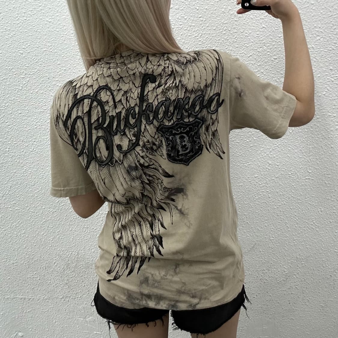 버커루 y2k 락시크맛 윙 프린팅 베이지 반팔 M 상품이미지2