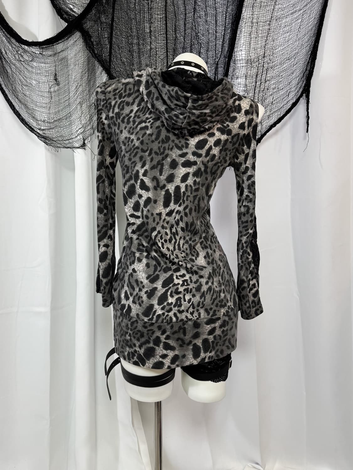 leopard lace hood one piece zip up 상품이미지4