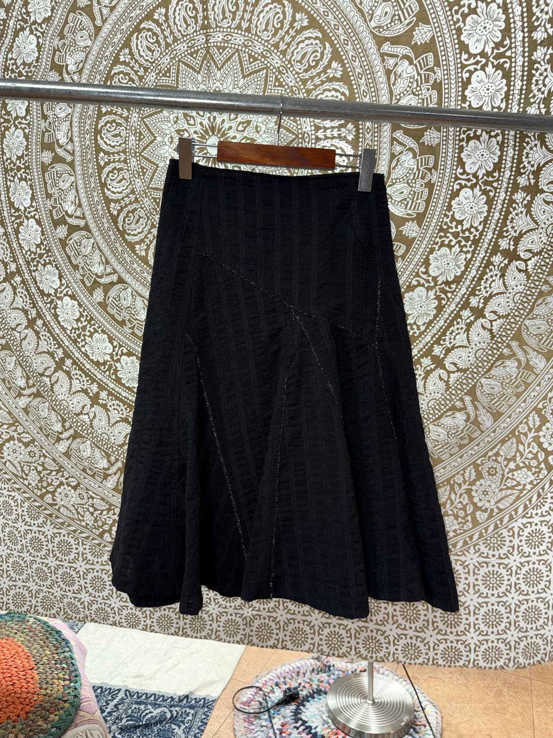 빈티지 여성 절개 디테일 블랙 롱스커트  상품이미지3