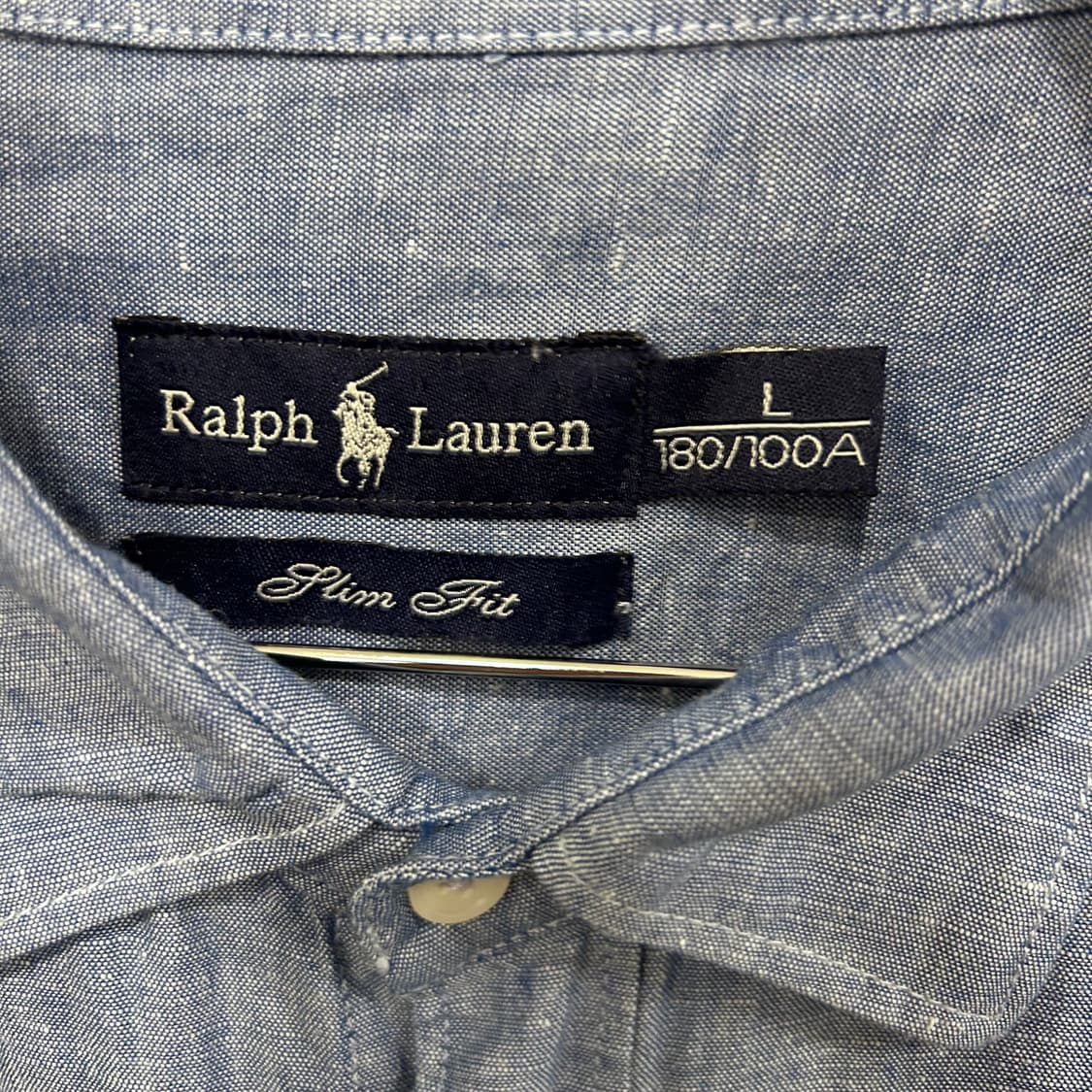 폴로 랄프로렌 슬림핏 스몰포니 데님 린넨셔츠 상품이미지3