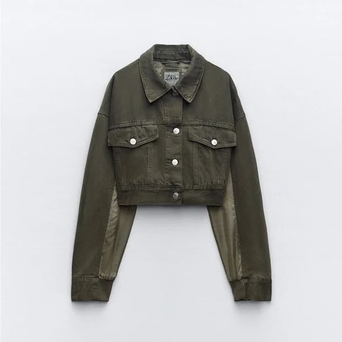 새상품) 자라 zara 카키 그린 데님 자켓 상품이미지3