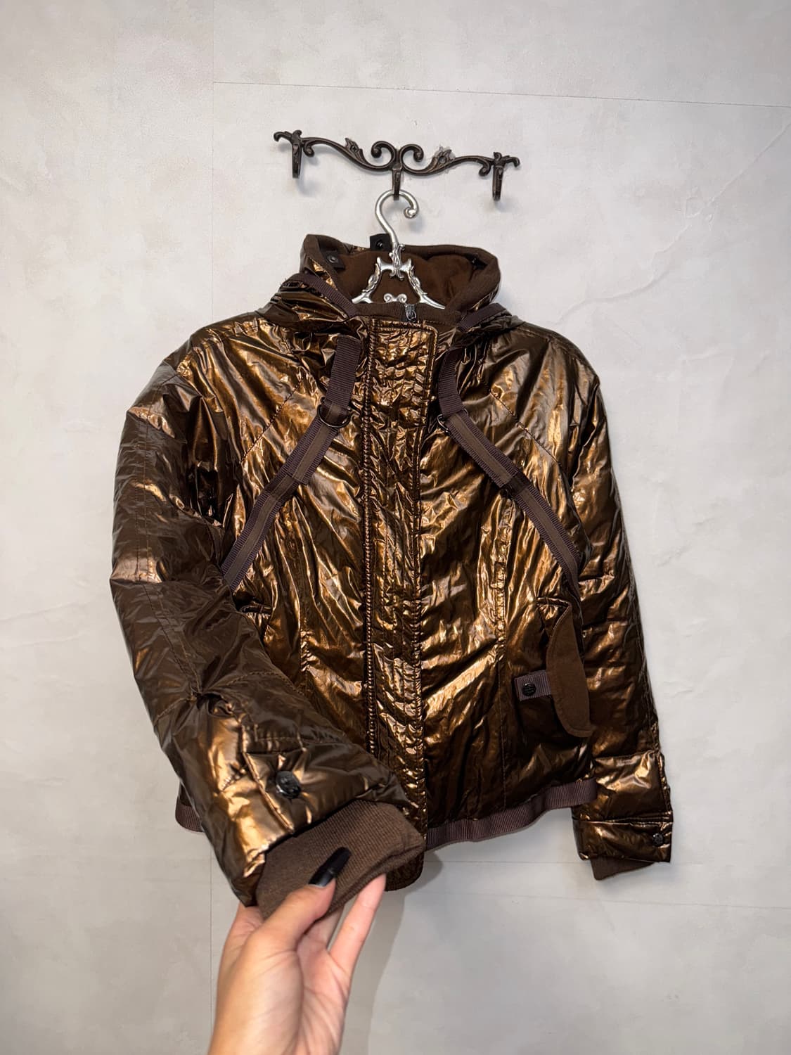 MCM metal brown goose down hood padding  상품이미지2