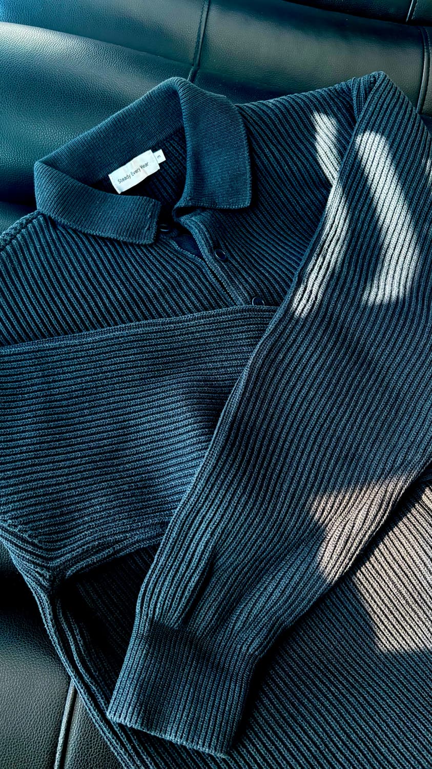 스테디에브리웨어 헤비 립 코튼 칼라 니트 (잉크 블랙) (3, 105) 상품이미지3