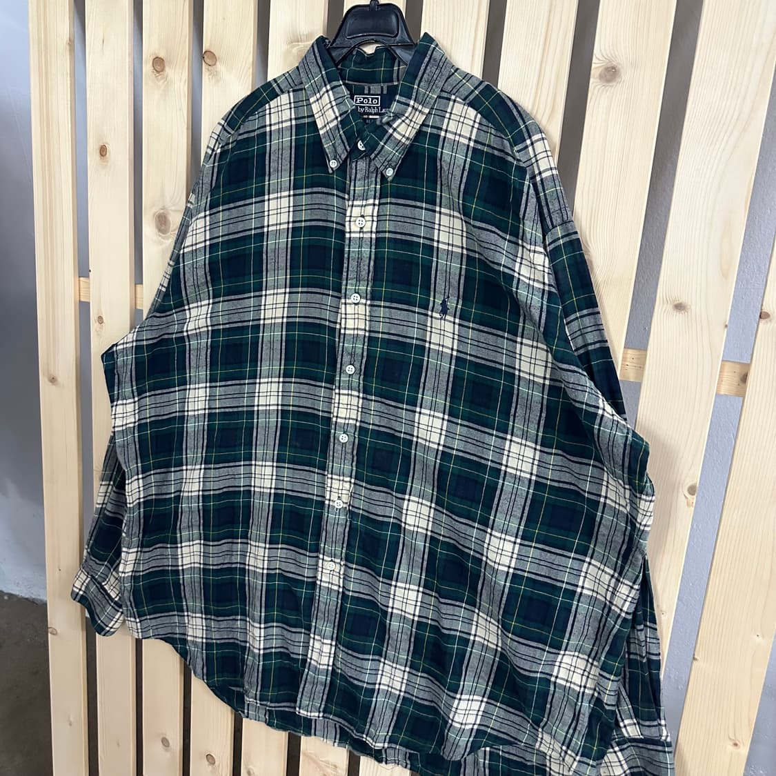(XL) 폴로 랄프로렌 체크 패턴 그린 셔츠 상품이미지2