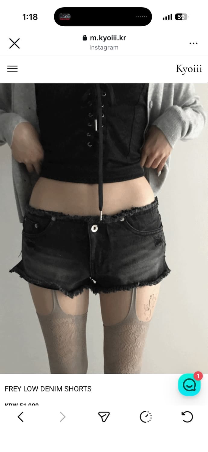 쿄이 데님 흑청 반바지 M 상품이미지1