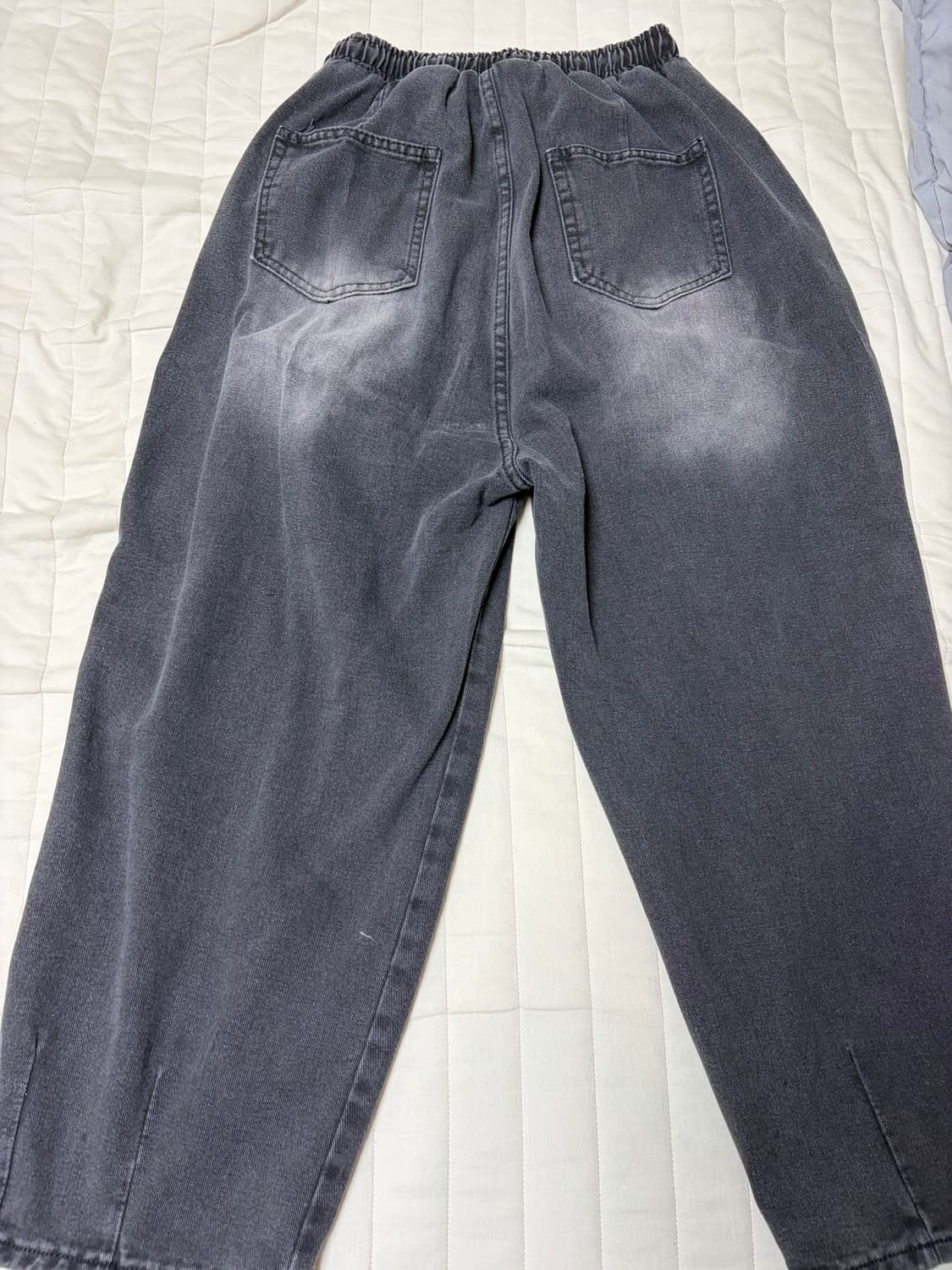 와이드 워싱 블랙 데님팬츠 상품이미지2