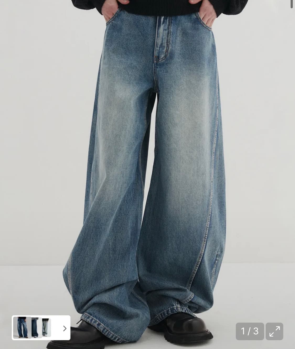 DNSR 디앤에스알 커브드 데님 팬츠 블루 상품이미지1