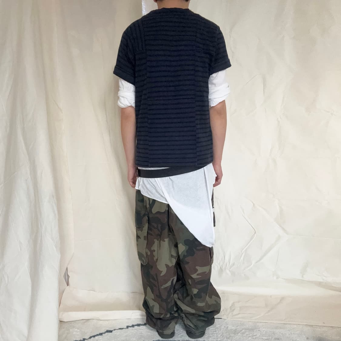 Sacai Paneled Striped Cotton T-Shirt 상품이미지6