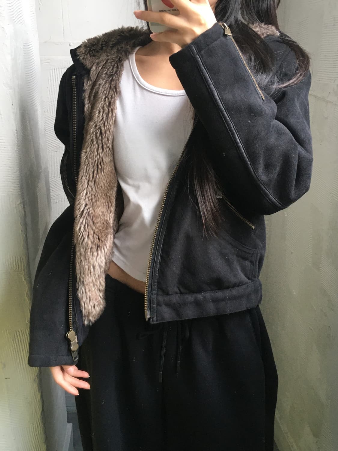 Armani Jeans 아르마니 진스 블랙 퍼 집업 상품이미지1