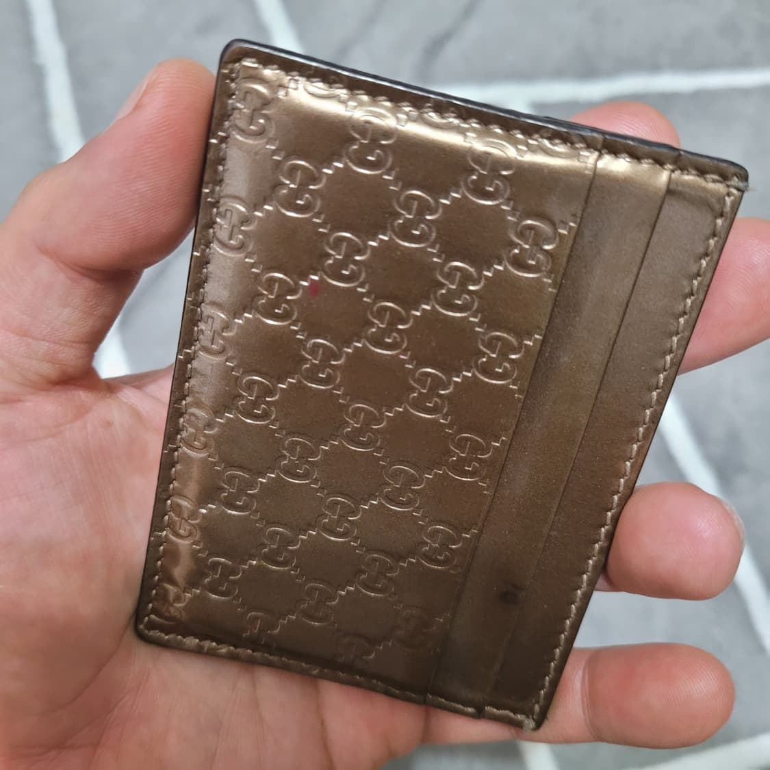 정품 구찌 시마 마이크로 GG 카드지갑 브론즈 색상 상품이미지4
