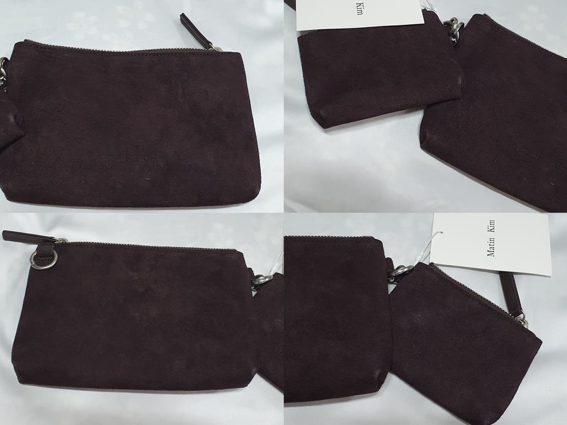 초코 다크 브라운 마뗑킴 스웨이드 소가죽 멀티 미니 파우치 미니숄더백  상품이미지4