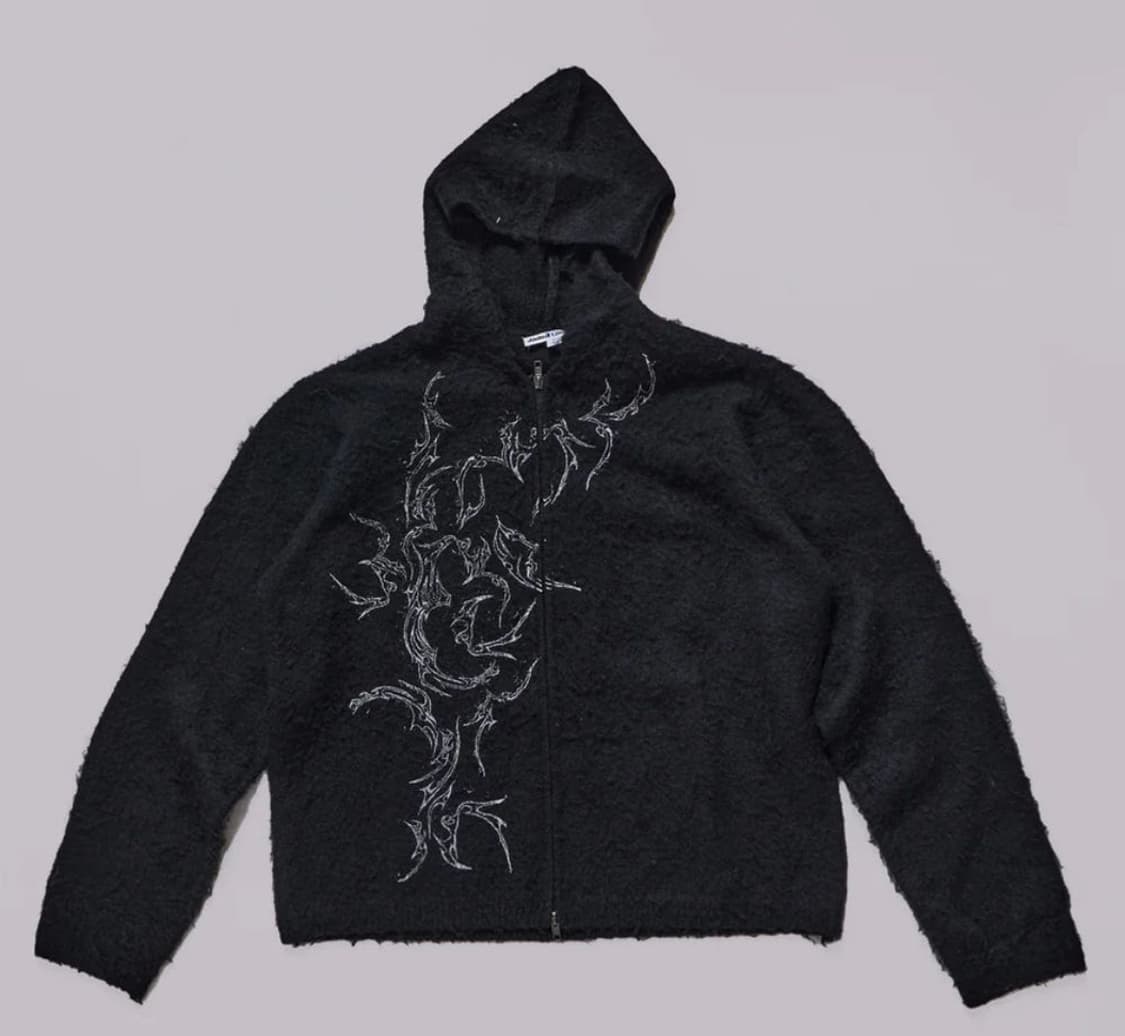 제이디드 런던 스크래치 모헤어 후드 집업 블랙 상품이미지1