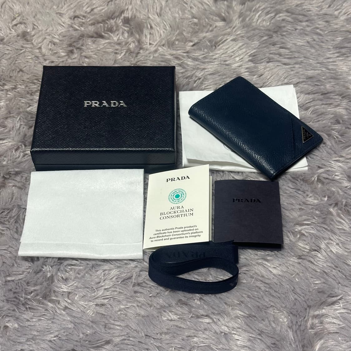 [풀구성] 프라다 사피아노 삼각로고 오거나이저 카드지갑 네이비 상품이미지9