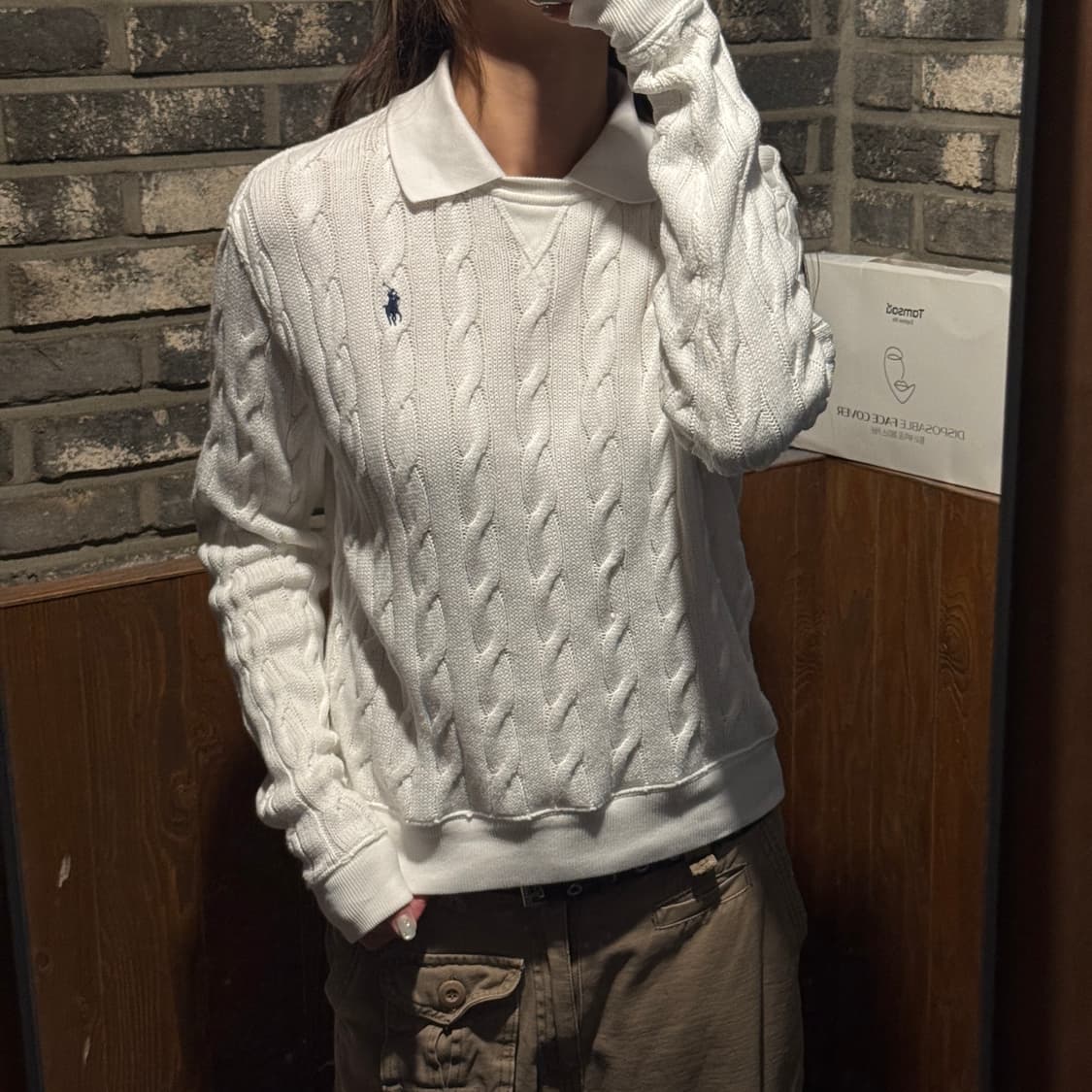 XS) 폴로 랄프로렌 케이블 니트 코튼 폴로 칼라 스웨터 신형 큐알탭 상품이미지9