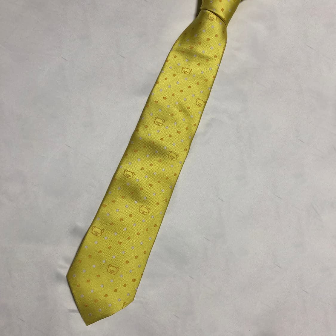 리락쿠마 도트 실크 넥타이 옐로우 상품이미지2