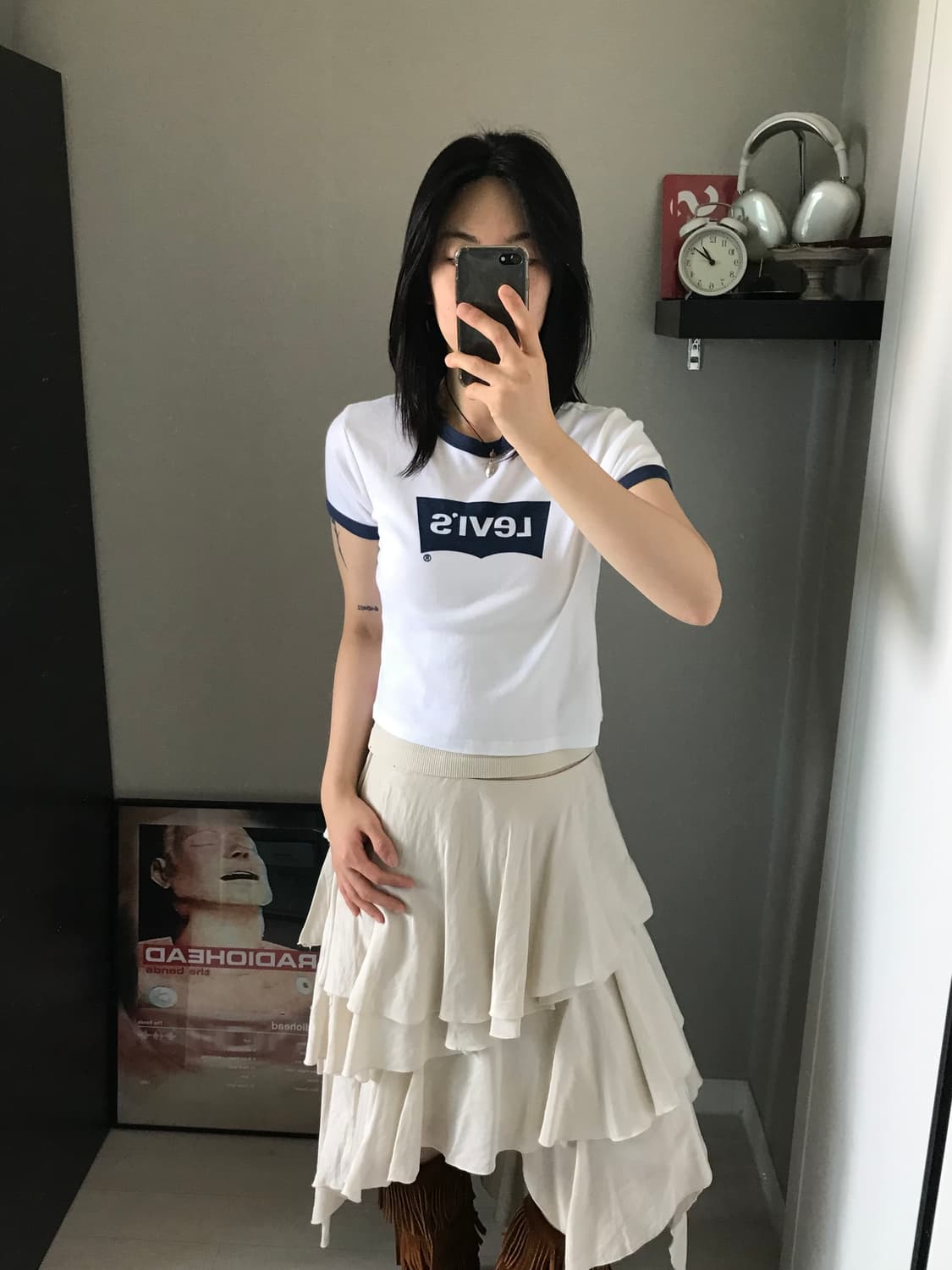 리바이스 중앙 프린팅 화이트 링거티 상품이미지2