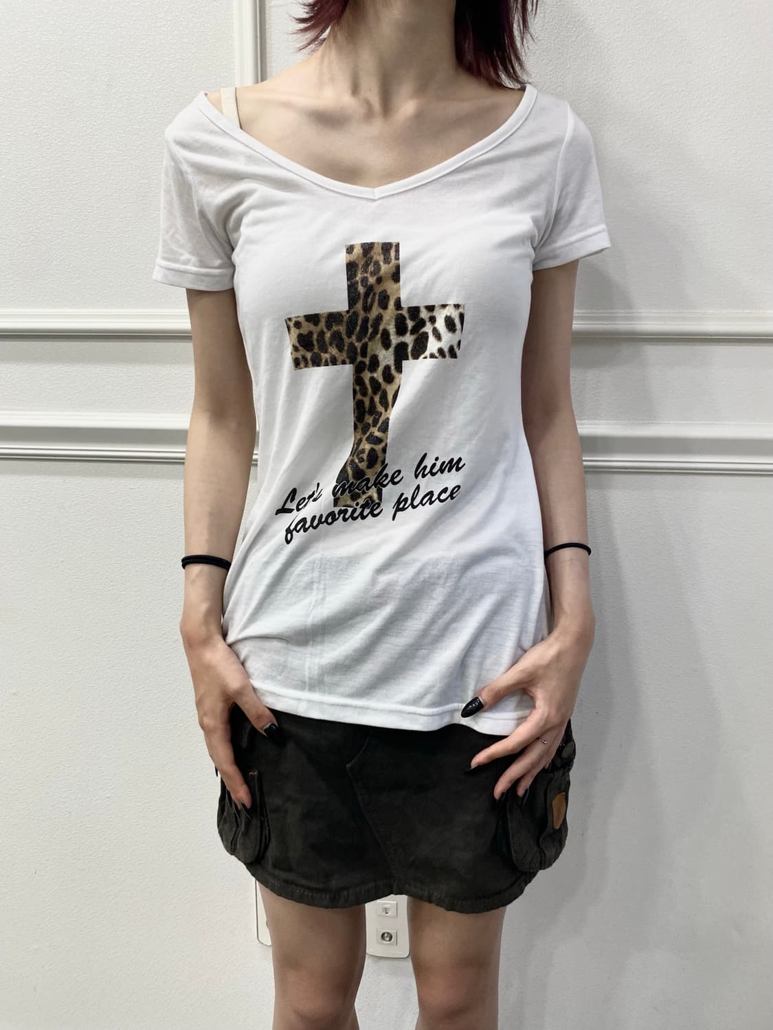 [RecHerie]00’s Leopard Cross Print Tee 상품이미지3