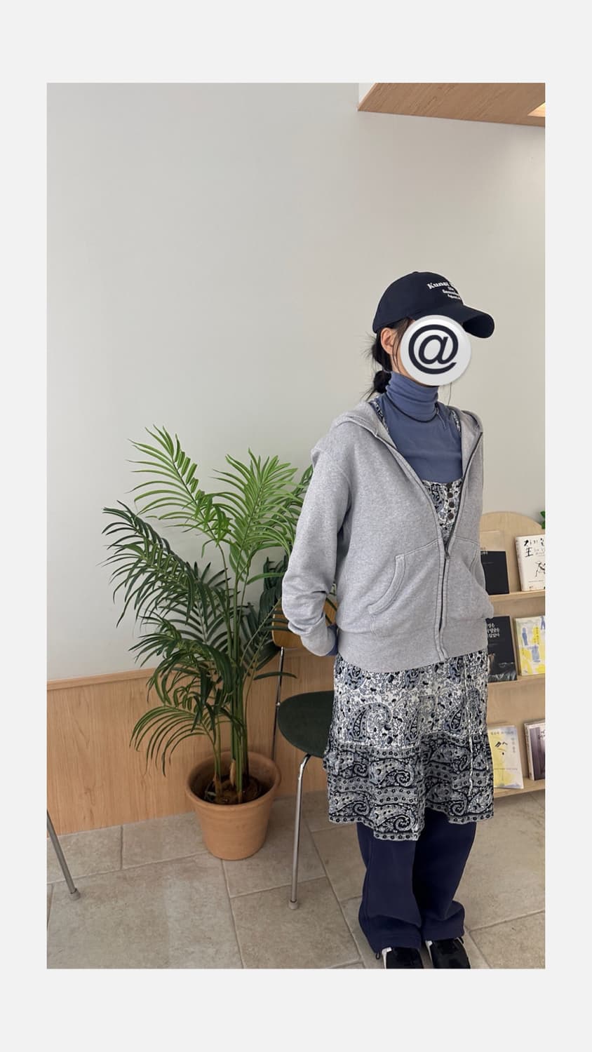 빈티지 블루 페이즐리 미디 원피스 레이어드 상품이미지1