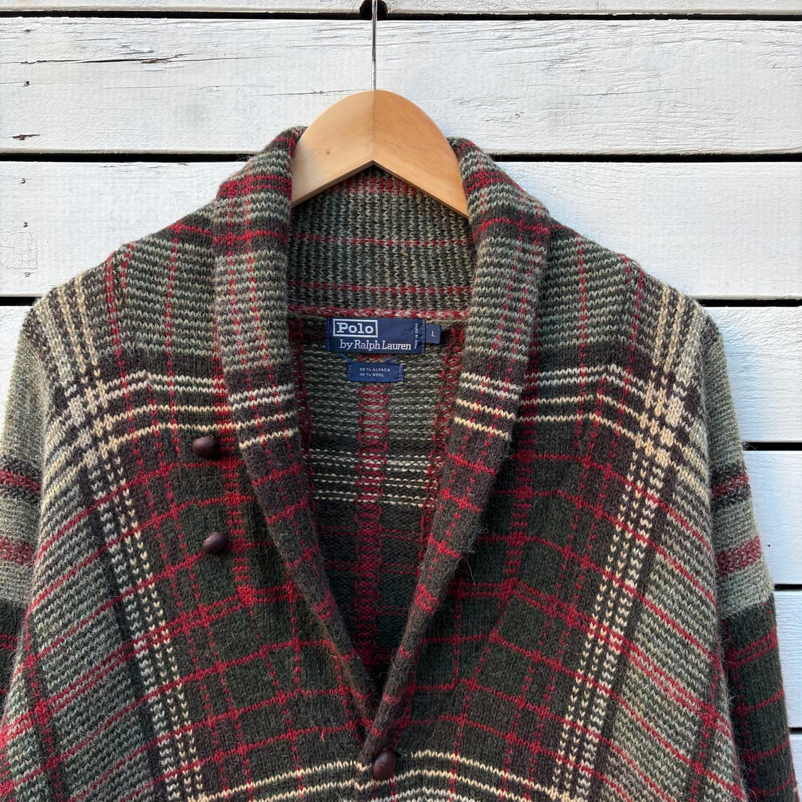 Polo 폴로 체크 알파카 울 가디건 상품이미지3