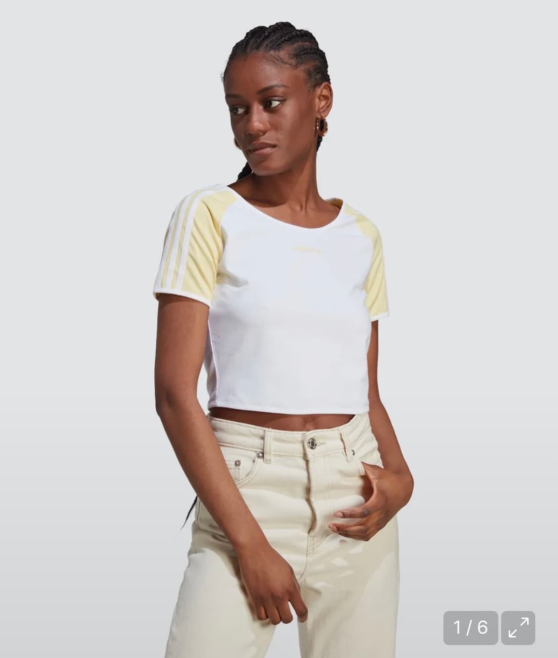 아디다스 크롭티 화이트옐로우 새상품 상품이미지1