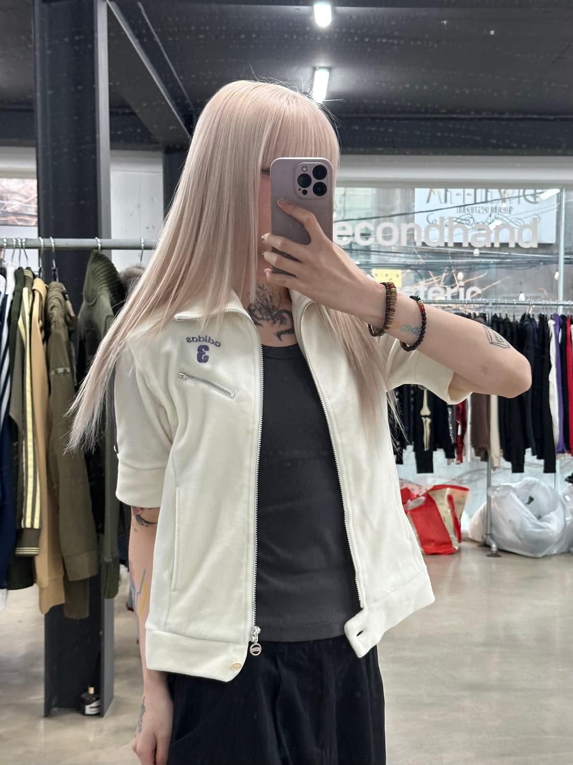 아디다스 Y2K 반팔 여성용 벨벳 트랙탑 집업 상품이미지1