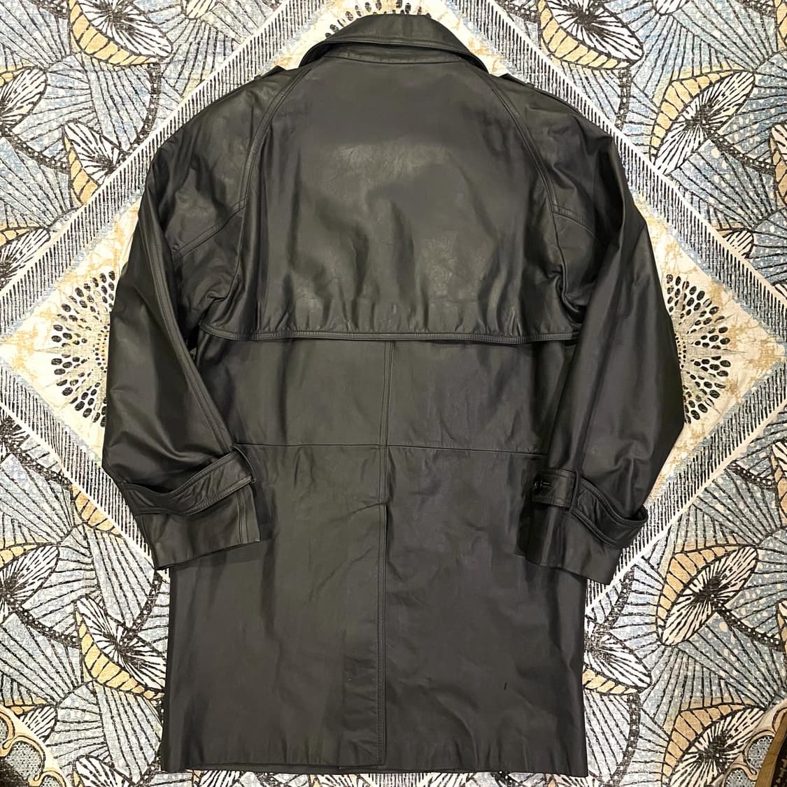 챠콜 트렌치 가죽코트(Ｌ) 상품이미지4