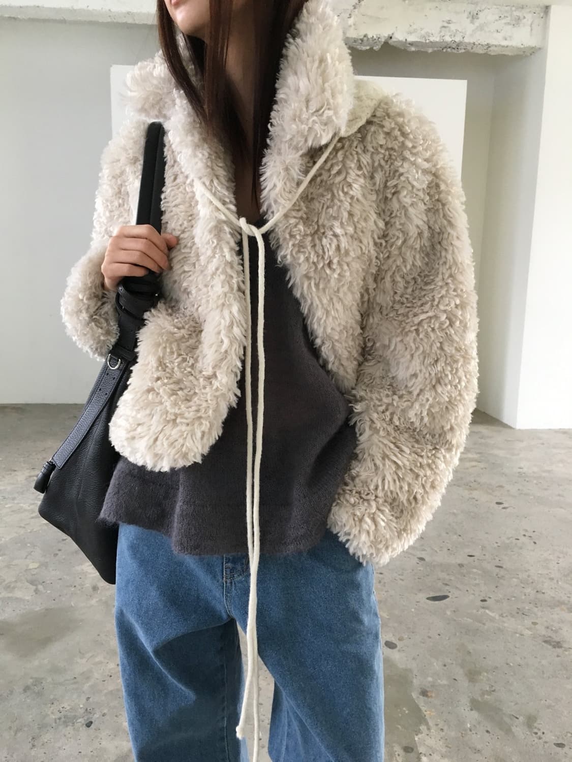 브리드 크롭램 퍼자켓 상품이미지2