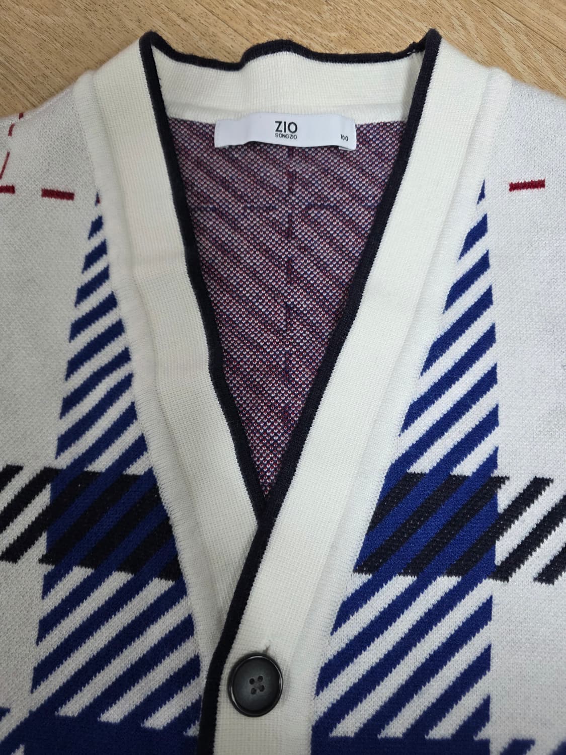 지오송지오 체크 패턴 브이넥 가디건 100 상품이미지2