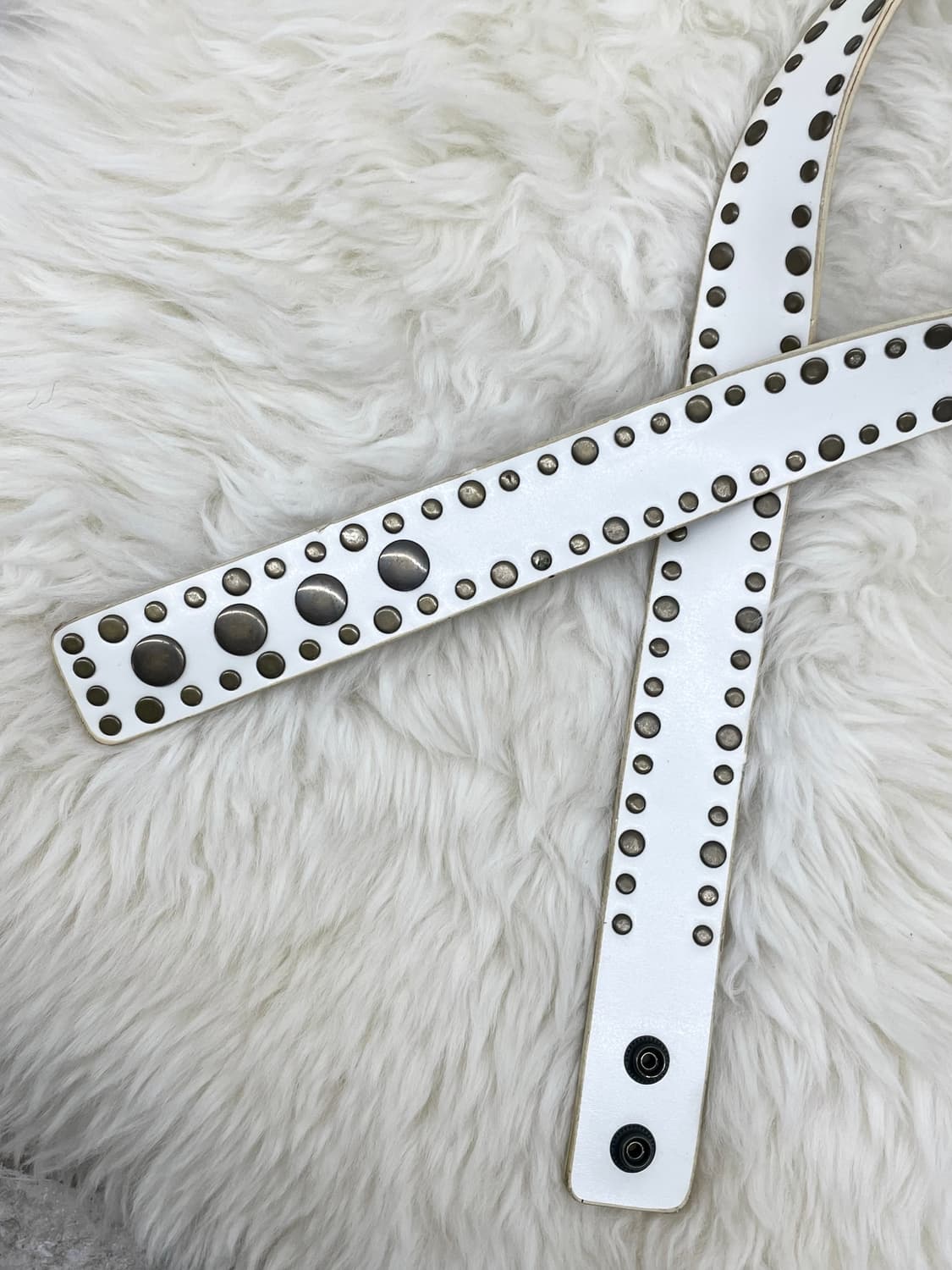 리얼레더 화이트 스터드 벨트 상품이미지6