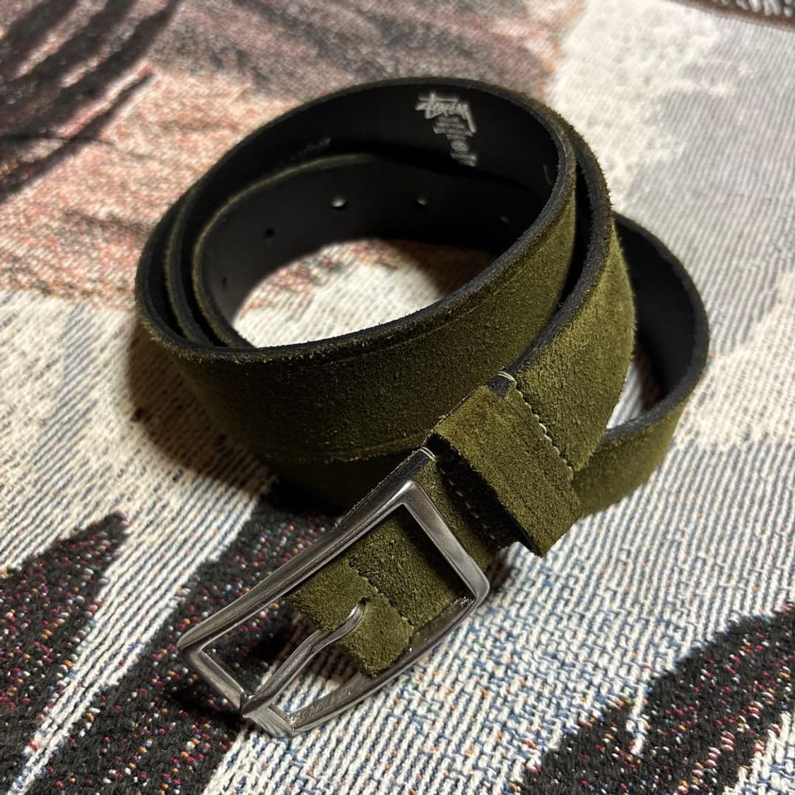 스투시 디럭스 스웨이드 레더 벨트 그린 상품이미지1