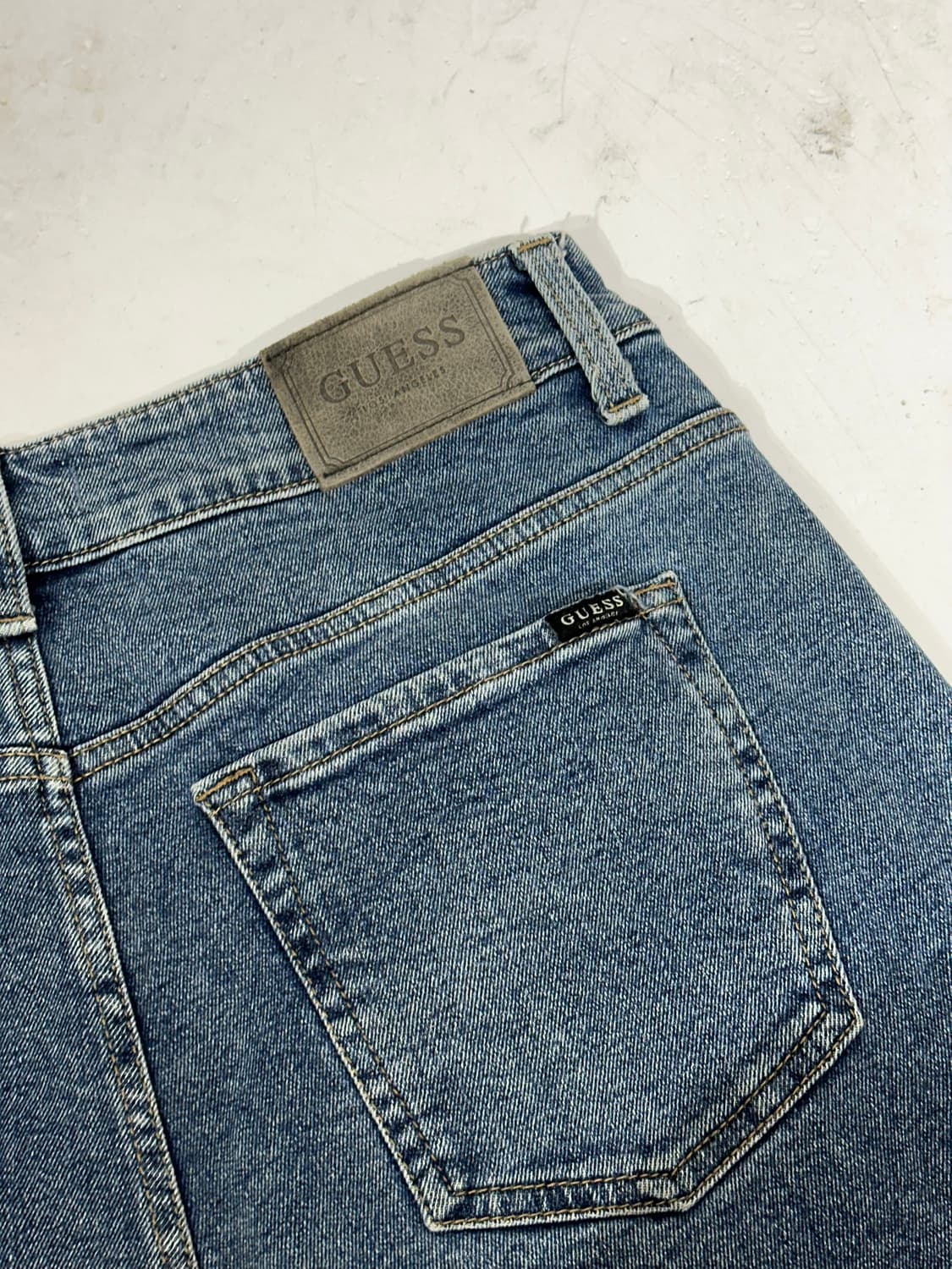 게스 중청 와이드 핀턱 벌룬핏 청바지 데님 청바지 상품이미지6