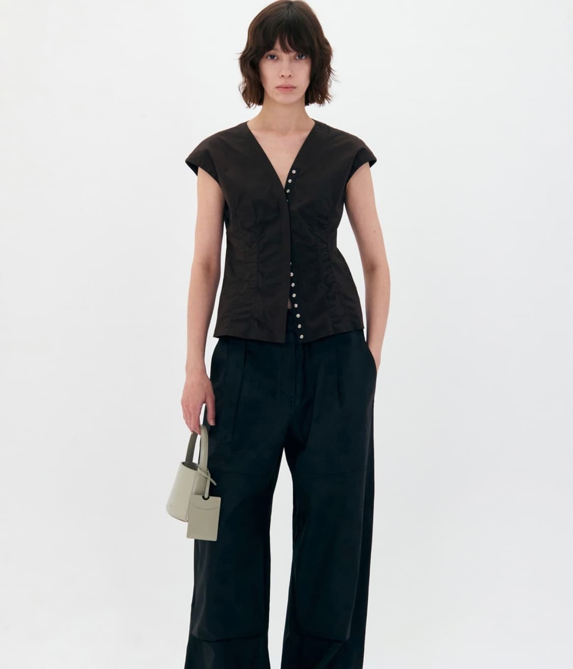 로우클래식 캡 슬리브 셔츠 브라운 상품이미지1