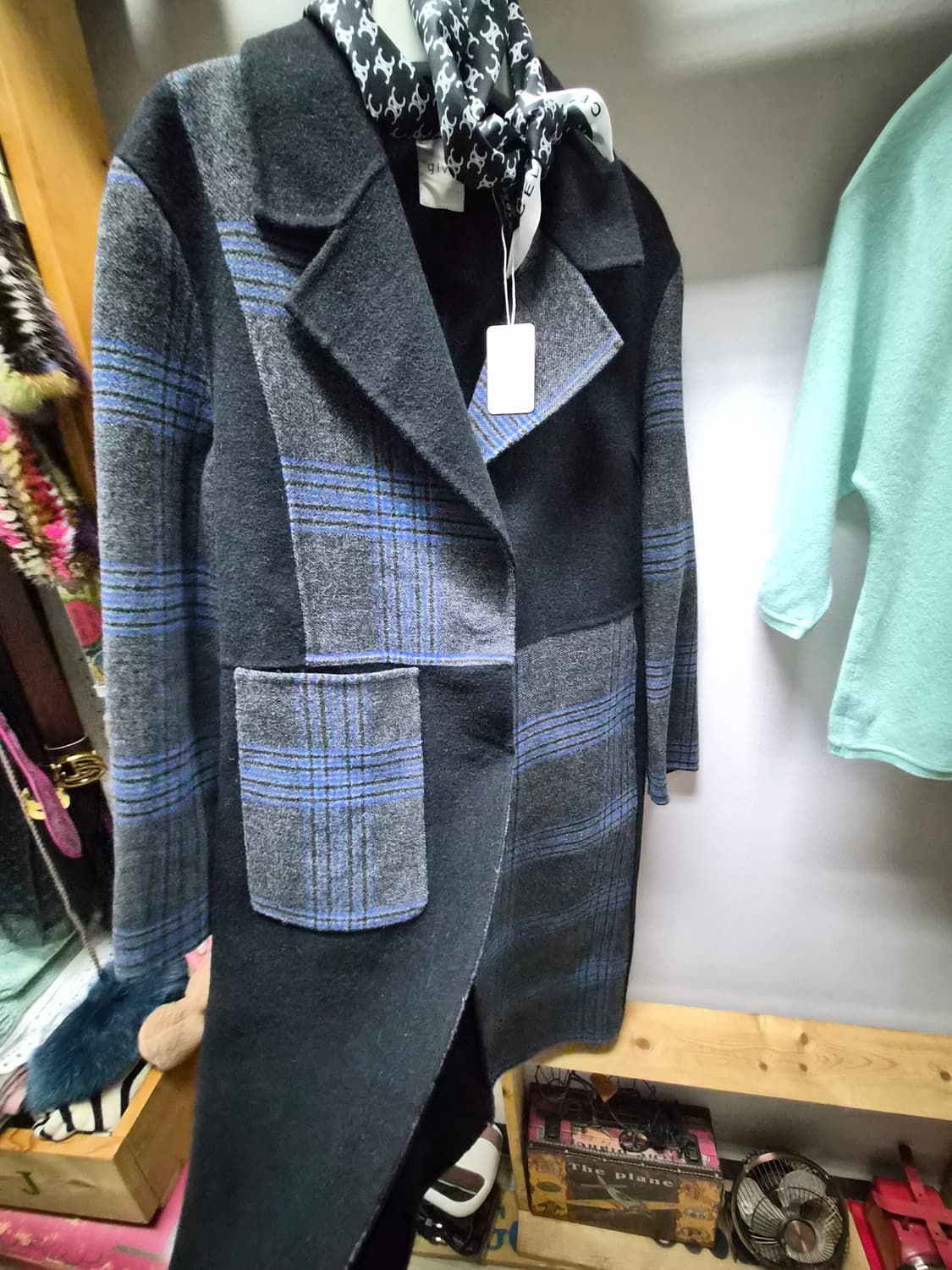 기비 체크 핸드메이드 코트 상품이미지4