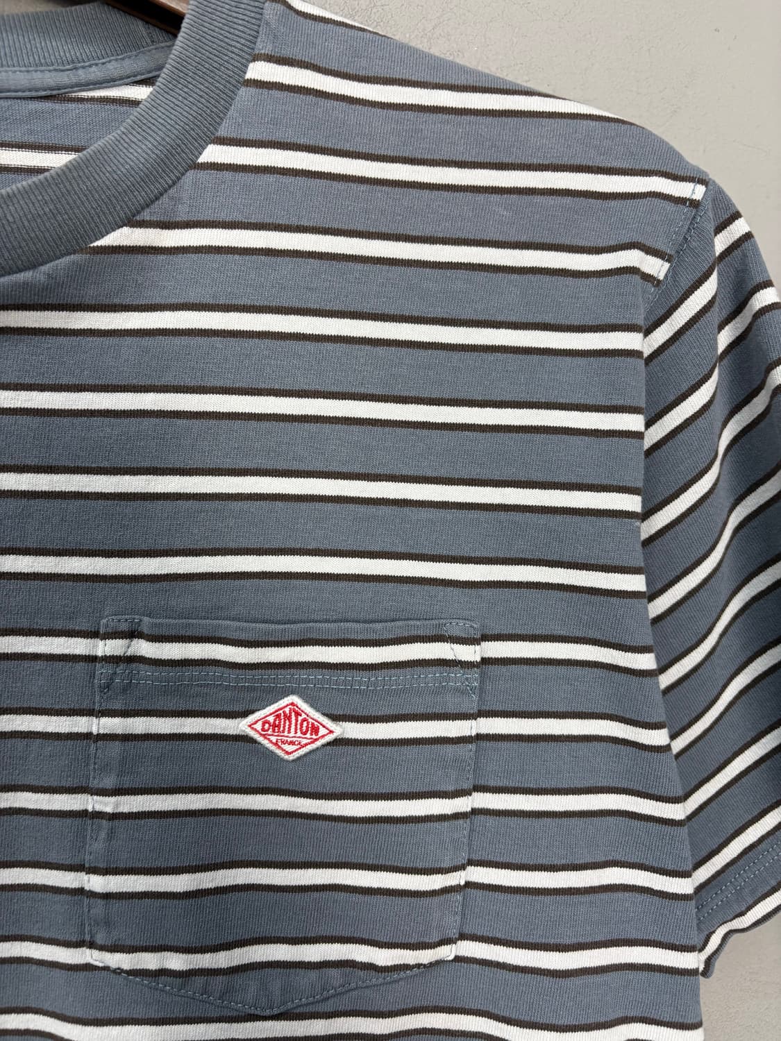 단톤 포켓 스트라이프 반팔 티셔츠 A3505 상품이미지3