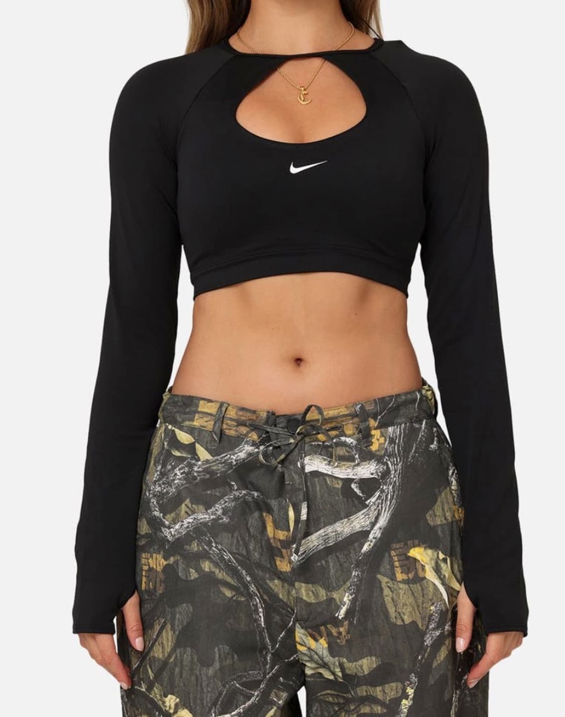 나이키 롱 슬리브 긴 소매 크롭탑 브라 브라탑 블랙 M FB4102 -0 상품이미지2