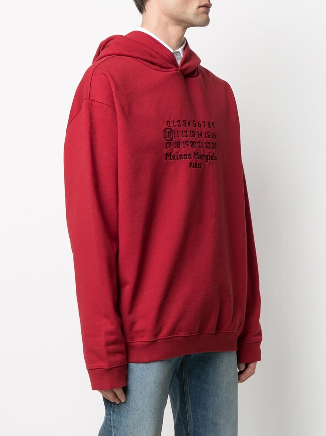 메종마르지엘라(Maison Margiela)넘버링 로고자수 후드 레드 상품이미지1
