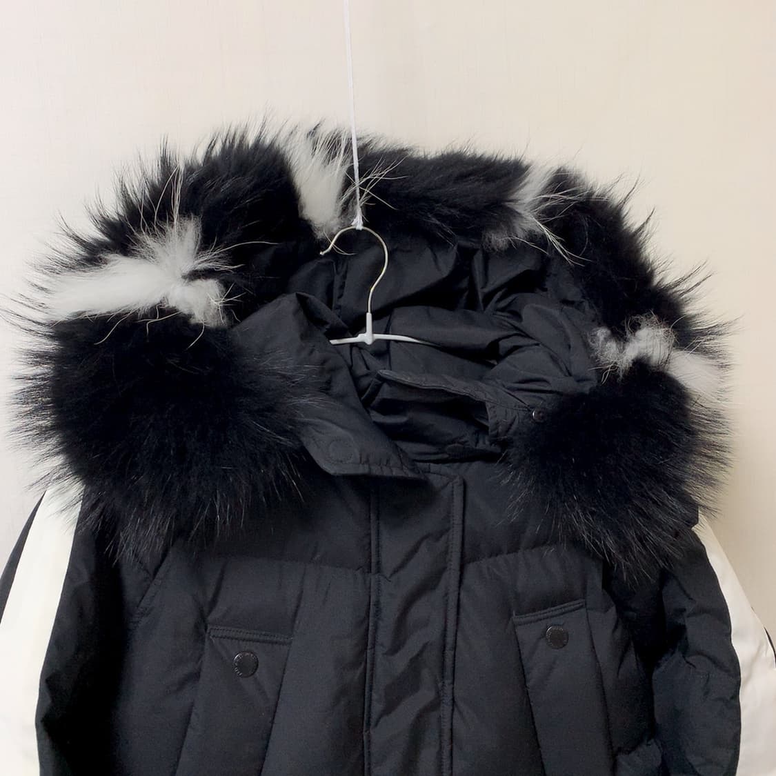 파리게이츠 라쿤 퍼 롱패딩 구스 다운 블랙 후드 거위 털 화이트 라인 0 상품이미지2