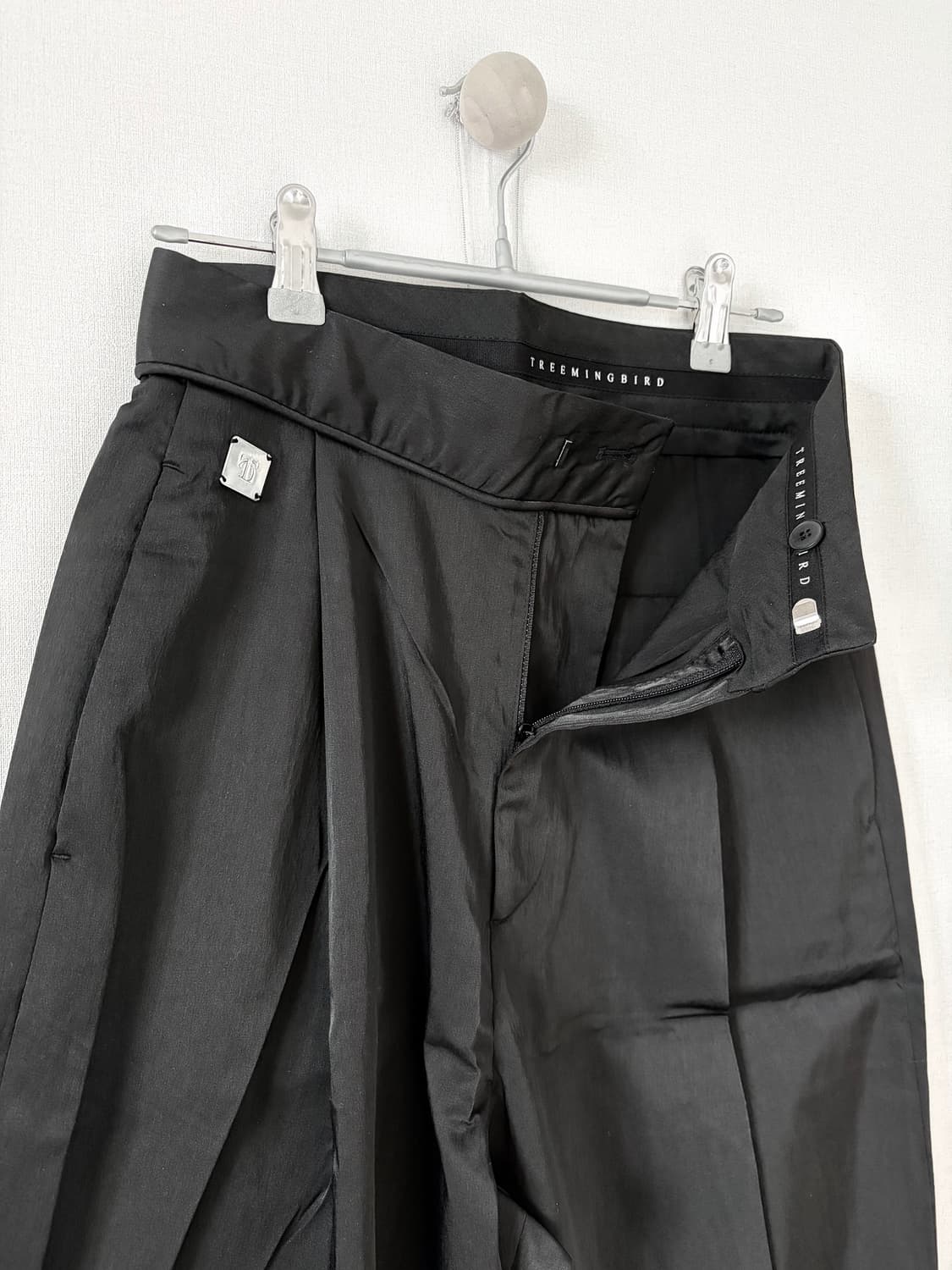 트리밍버드 핀턱 와이드 슬랙스 블랙 상품이미지2