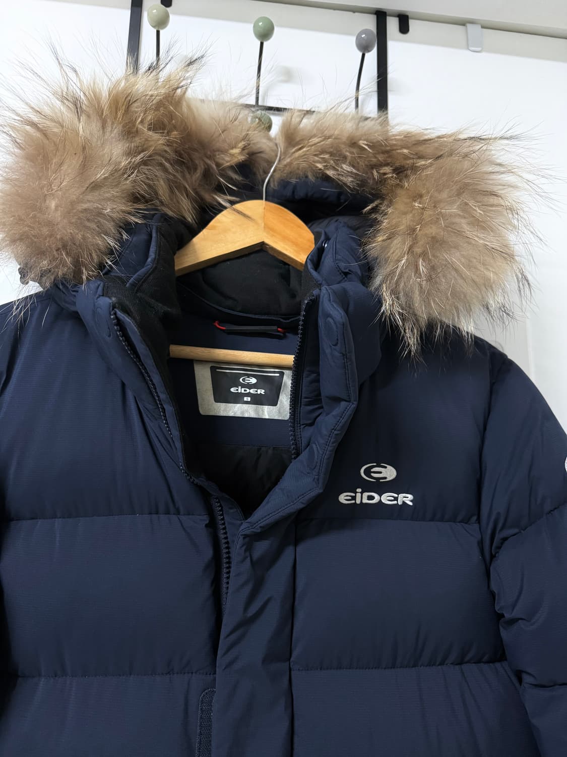 S사이즈  아이더 구스다운 롱패딩 윈드스토퍼 네이비 상품이미지4