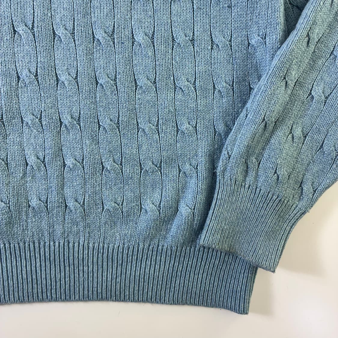 Polo 폴로 랄프로렌 투사실크100% 라벤더블루 케이블 쿼터집업 니트 상품이미지4