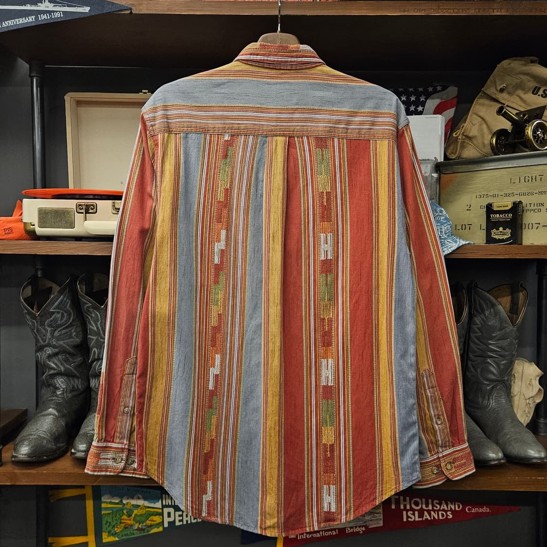 90s 테리토리 어헤드 에스닉 스트라이프 자카드 트윌 코튼셔츠 N1123 상품이미지2