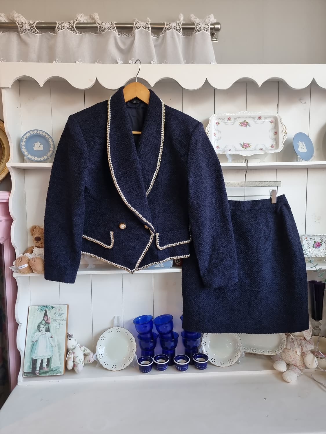 트위드 진주 트리밍 셋업 / 자켓+스커트 세트 상품이미지1