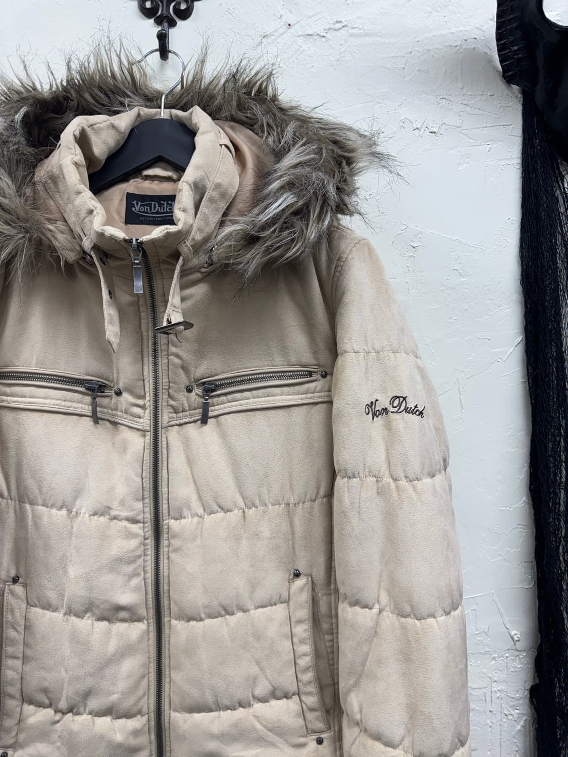 Von dutch 00s y2k trimming fur begie dow 상품이미지4